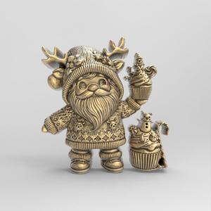 christmas santa with cup cake decor
