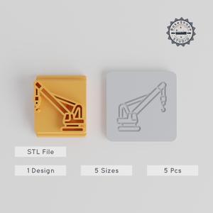 Crane Vehicle Stamp Tile Set, 5 Sizes (20-40mm), Perfect for Clay, Cookies & Fondant, Construction & Transportation Theme PRODUCT_3311