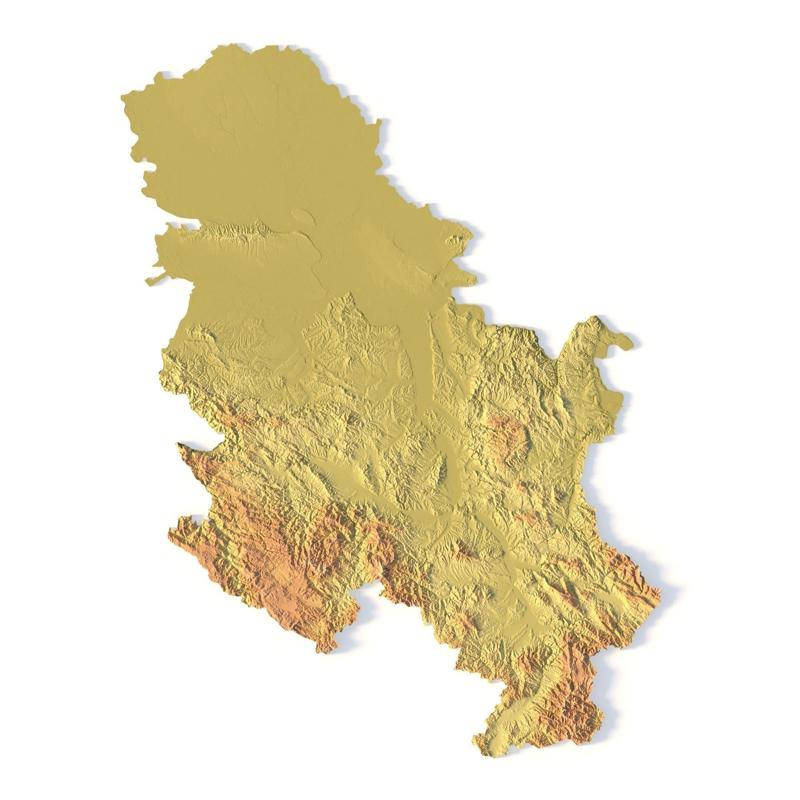 Serbia Topographic Map – 3D Model for 3D Printing & CNC Carving
