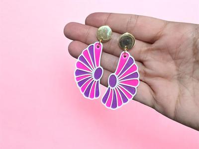 Half flower earrings 