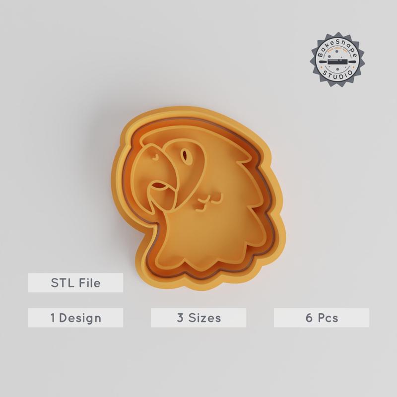 Parrot Shape Cutter & Stamp Set, Complete with 6 Pieces, Tropical Bird Designs, Ideal for Cookies, Fondant, Available in S M L Sizes PRODUCT_5570