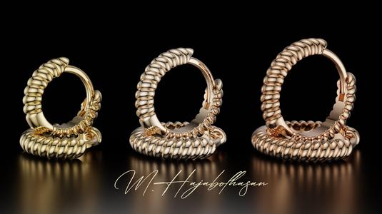 Elegant Hoop Earrings 3D Model | Printable for Gold & Silver Casting