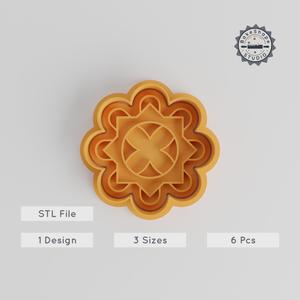 6-Piece Mandala Cookie & Fondant Shape Cutter & Stamp Set, Geometric Flower, Ornate Circle, Decorative Pattern, S/M/L Sizes PRODUCT_5162