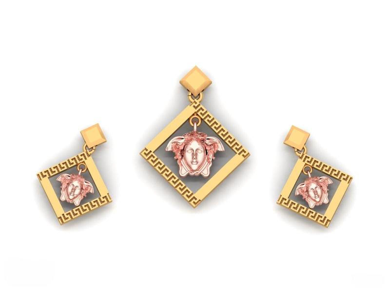 Branded necklace and earrings set