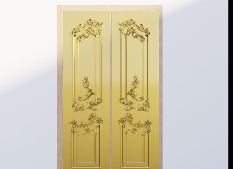 Elegant Woodcarved Door with Rose Motif for CNC