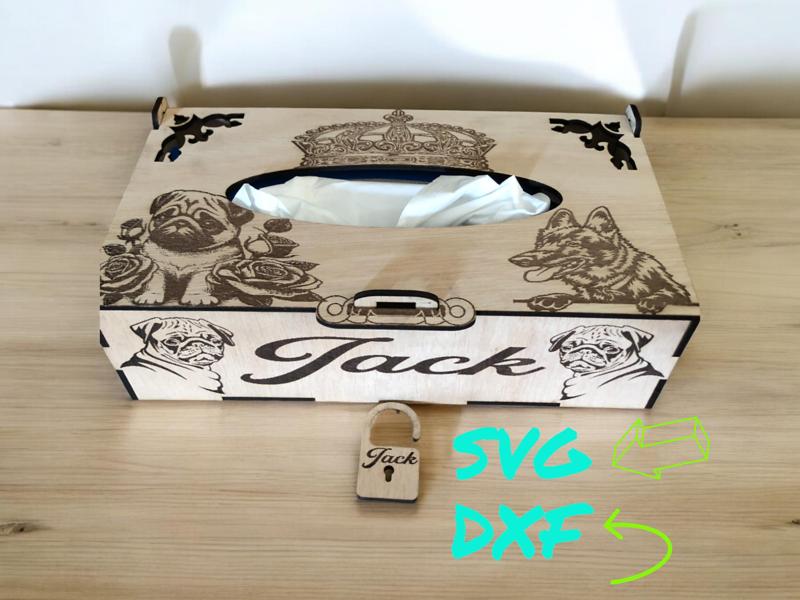 Laser-cut tissue box, svg, dxf files