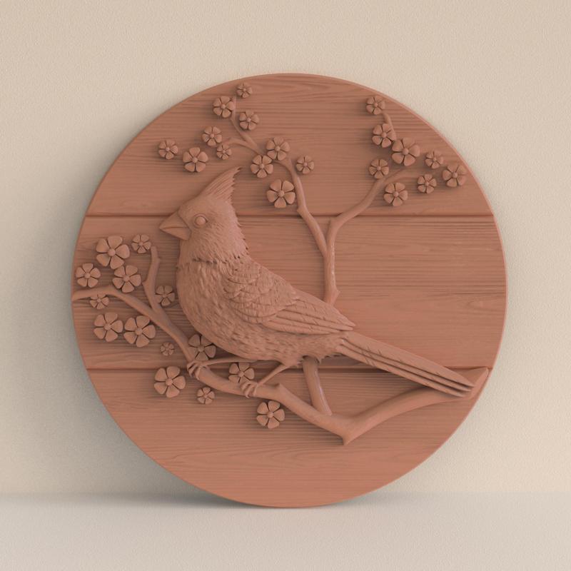3D Model STL file Cardinal Bird Panel