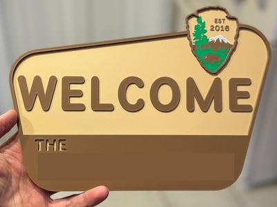 National Park Style Welcome Sign