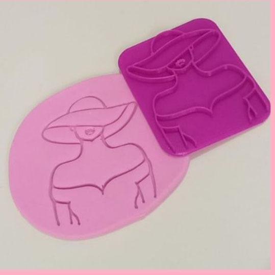 Woman silhouette stamp