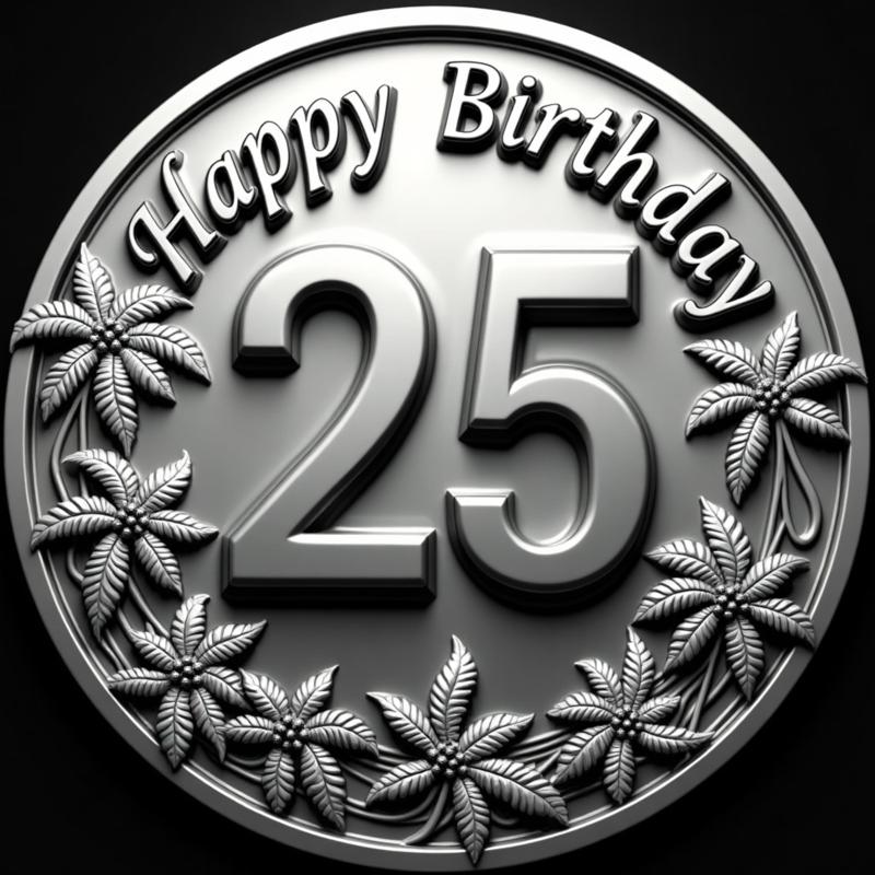 happy 25th  birthday coin token wall art