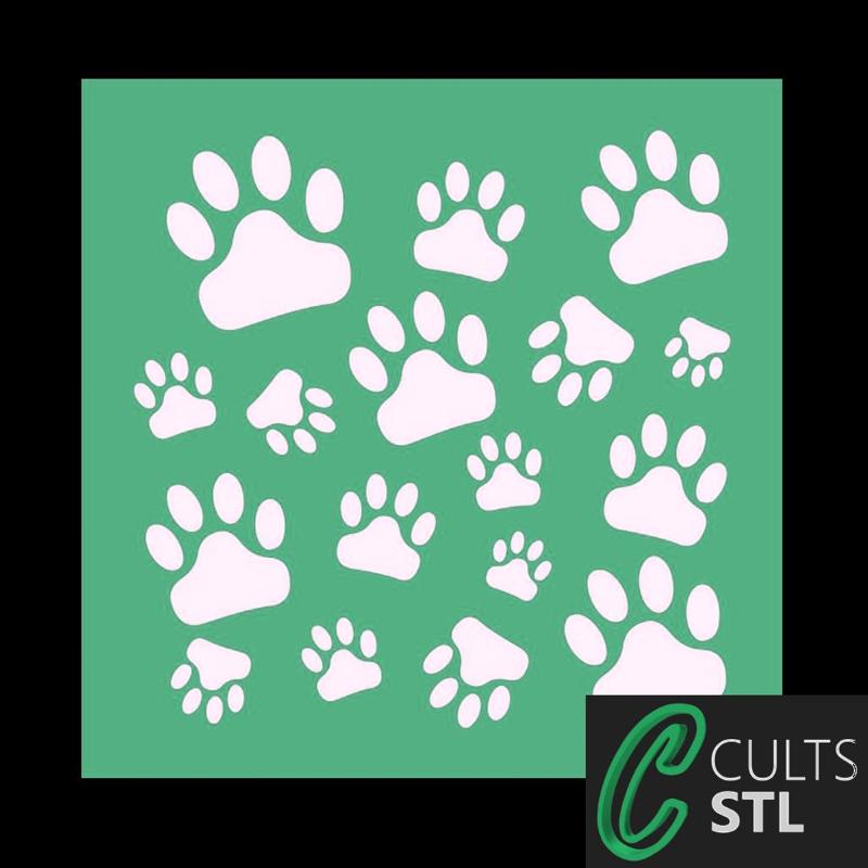 Stencil Pegadas Animais - 10x10cm