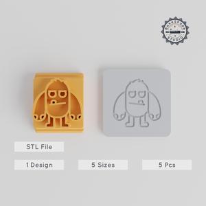 Big Arm Monster Stamp Tile, 5 Size Motif Bundle, Perfect for Clay & Cookies, 20-40mm, Cartoon Character Design PRODUCT_3097