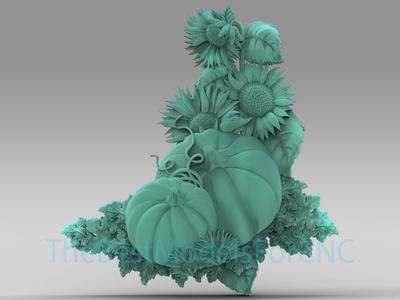 3D Model STL File for CNC Router Laser & 3D Printer Sunflower and Pumpkins Decor
