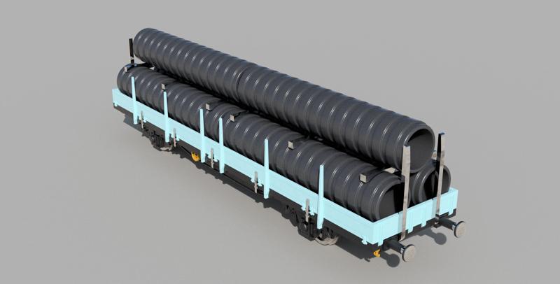 1/87 - HO Scale - Corrugated Pipes Cargo Train