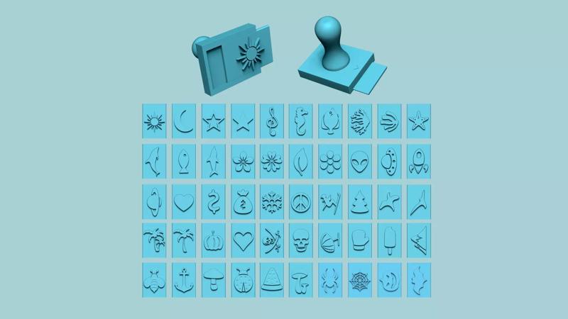 50 Changeable Stamps - Fondant Decoration Maker Toy 3D Model Collection