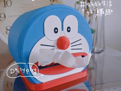 Doraemon Cartoon Tissue Box / Toilet Paper Holder, Wall-mountable & Desktop, Multi-color One-Click Print