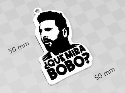 Messi keychain that looks like a goofy looking man walking there