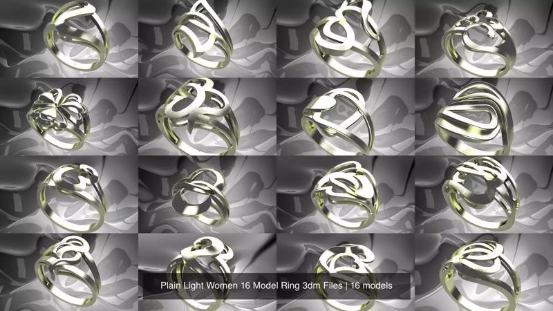 Plain Light Women 16 Model Ring 3dm Files 3D Model Collection