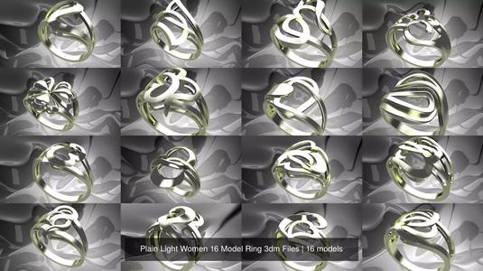 Plain Light Women 16 Model Ring 3dm Files 3D Model Collection