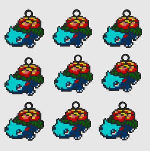 Pixel art Venusaur keychain