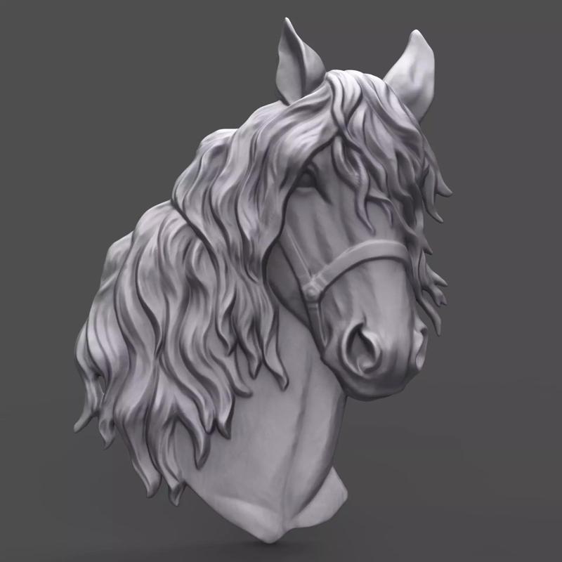 Horse head with harness bas relief for CNC