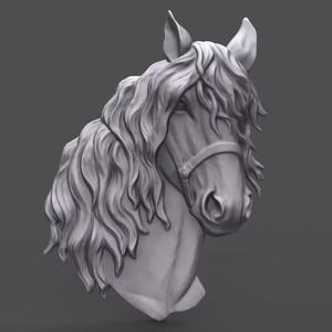 Horse head with harness bas relief for CNC