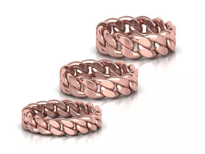 Cuban Rings 5mm 6mm 7mm wide ALL US FINGERS 3D Model Collection