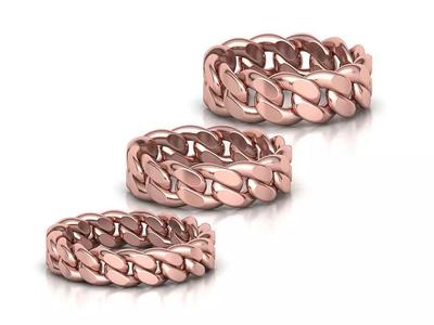 Cuban Rings 5mm 6mm 7mm wide ALL US FINGERS 3D Model Collection