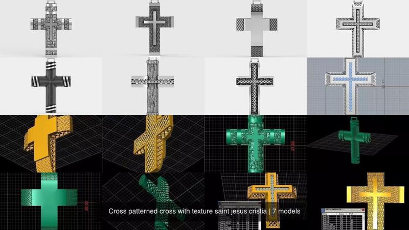 Cross patterned cross with texture saint jesus cristia 3D Model Collection