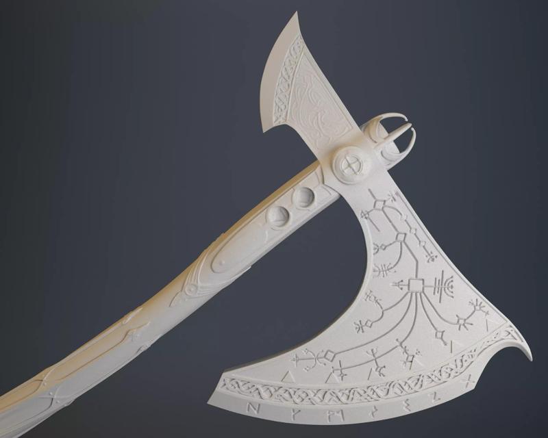 GOD OF WAR KRATOS LEVIATHAN AXE OBJ 3MF 3D PRINTING FILE