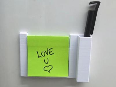 Magnetic Post-it Holder with Pen Support