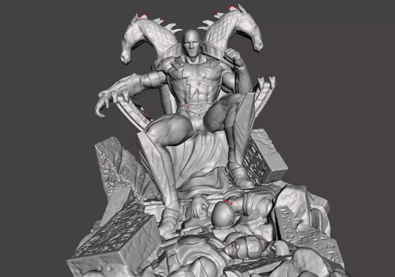 Black Adam sitting on Throne 3d for 3d print