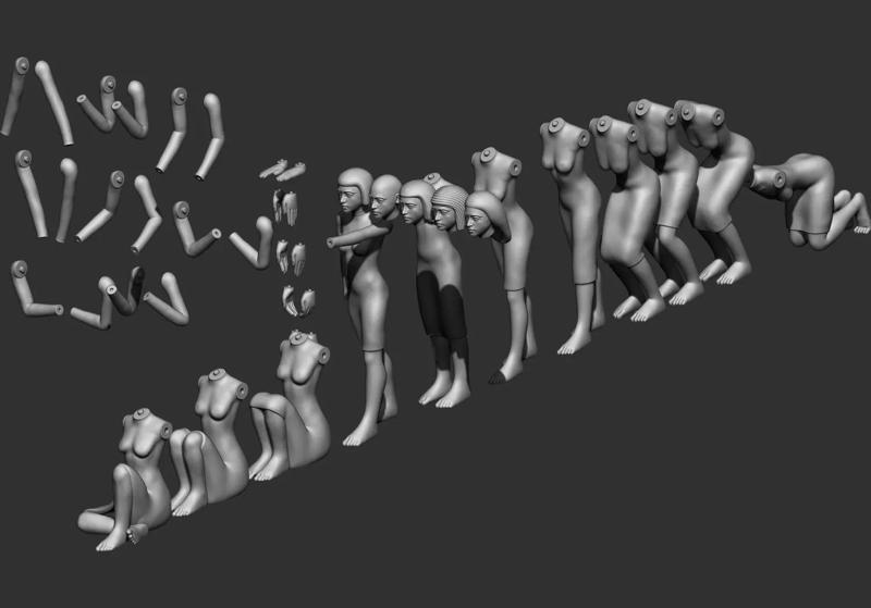 Ancient Egyptian Female Workers Miniature 3D Printable Model V2