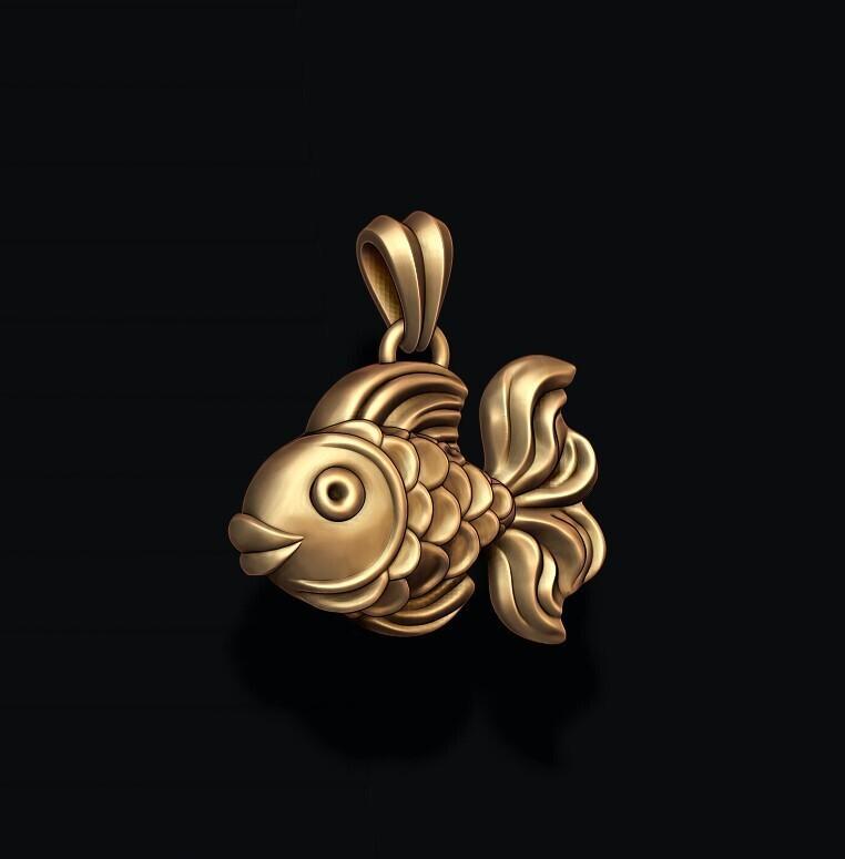 Golden fish pendant 3D print model
