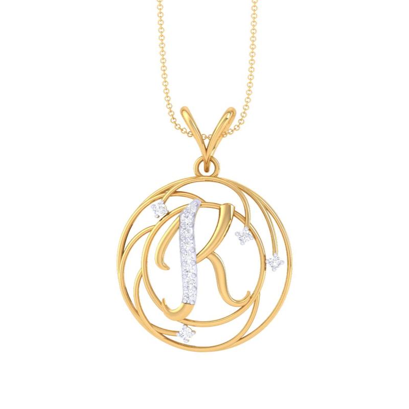 3D Printable Cad jewelry design of Lady diamond Pendant Letter model