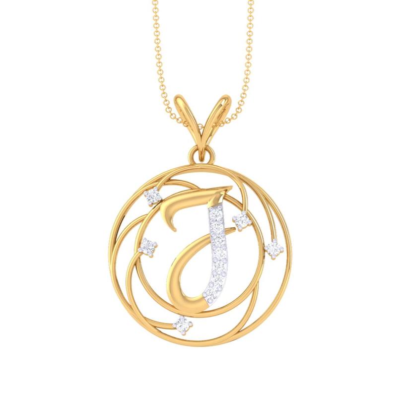 3D Printable Cad jewelry design of Lady diamond Pendant Letter model