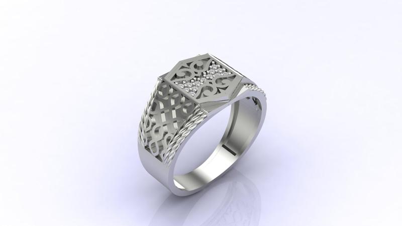 Gents Ring Print Ready STL 3DM Gents Rings Diamond Men Ring 3D print model