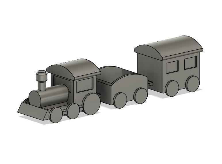 Simple train with cargo and passenger car