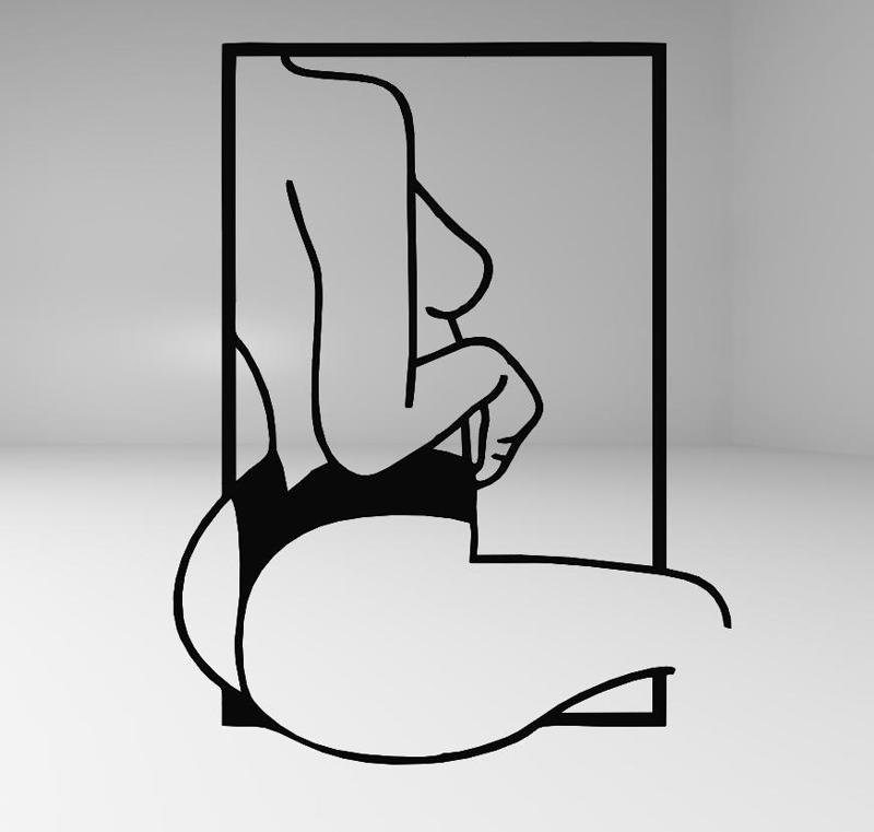 Elegant Female Silhouette in Bikini - Line Art