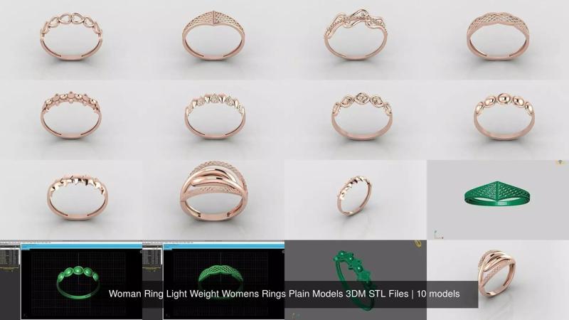 10 Models Woman Ring Womens Rings Plain Models 3DM STL Files 3D Model Collection