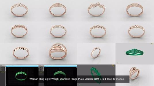 10 Models Woman Ring Womens Rings Plain Models 3DM STL Files 3D Model Collection