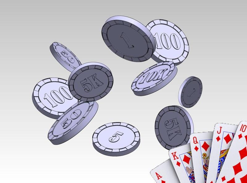 Poker Chips - 1, 5, 10, 50, 100, 500, 1K, 5K, 10K