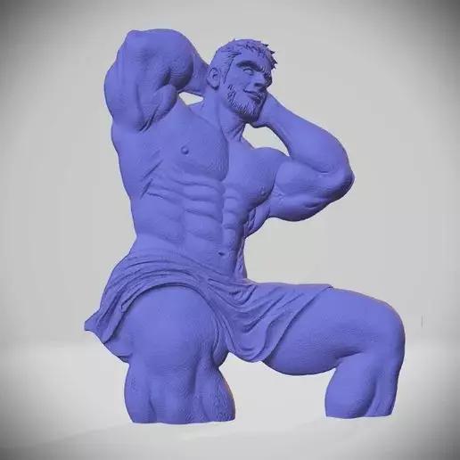 Cute Japanese muscular man relief painting