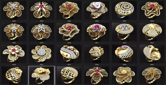73 Rings - Mesh flower rings - Italian rings - 73 Models 3D Model Collection