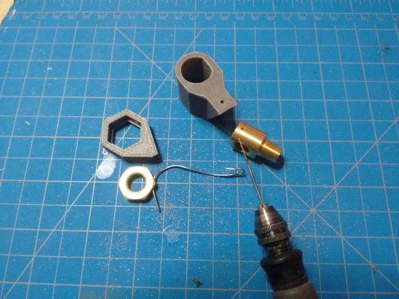 Safety-Wire Drill Guide/Jig --- 1/8-NPT Nut & 1/8-NPT 90 degree elbow