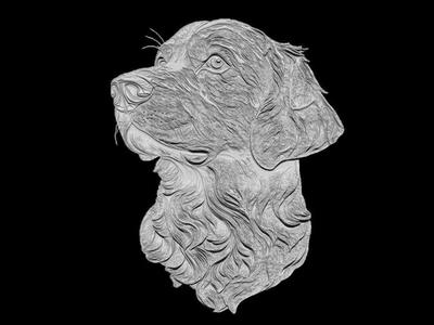 Detailed Dog Portrait Sculpture