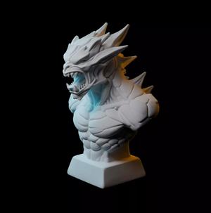 Demonic Kaiju Monster Bust Brutal 3D Printing Statue STL File