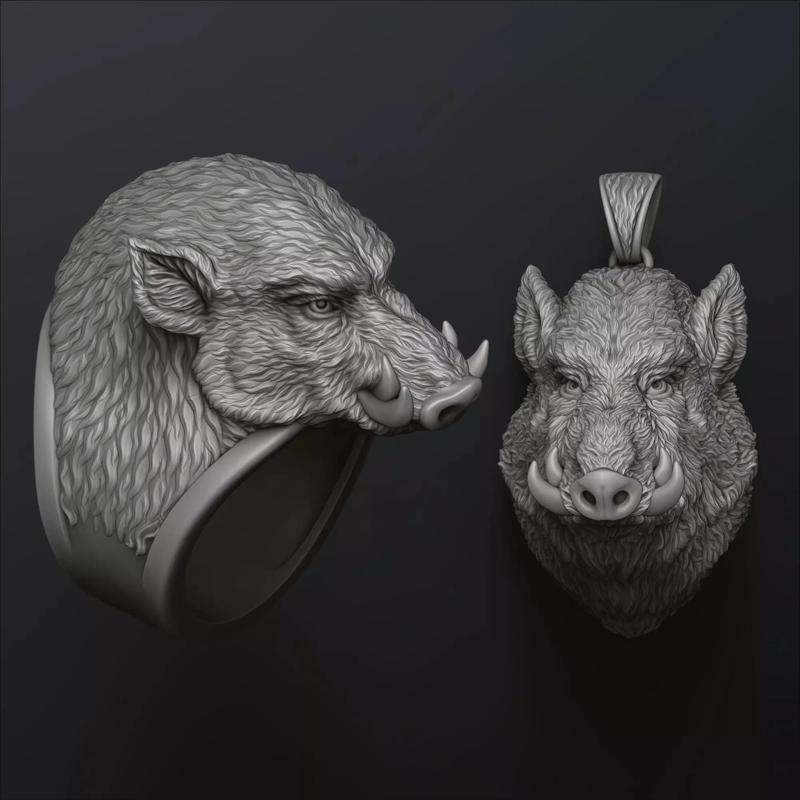 Wild Boar Pendant Ring Collection