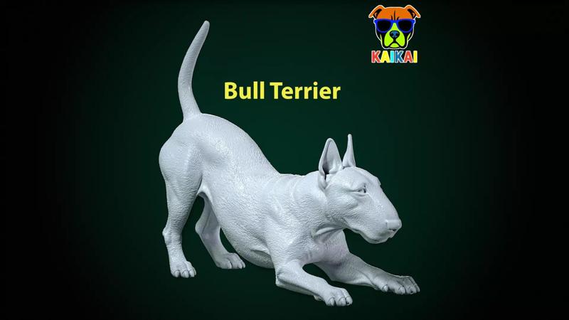 Bull Terrier Dog model - Bully Dog  statue - 3D print