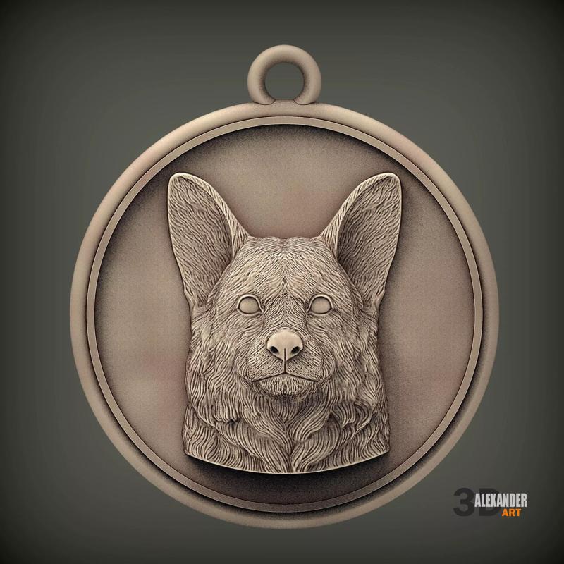 Cardigan Corgi head relief